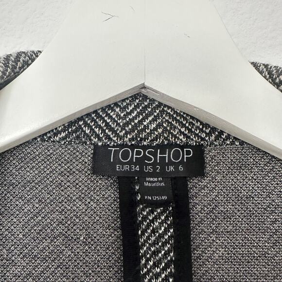 Topshop gray chevron longline open blazer US 2 - Picture 3 of 3